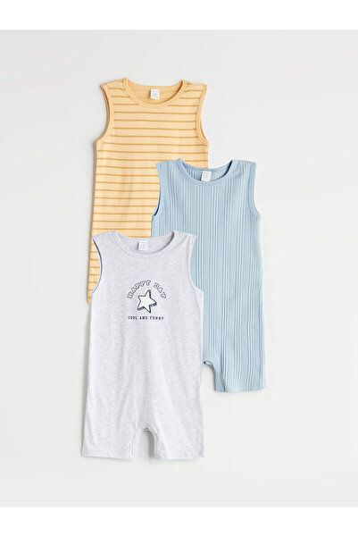 LC Waikiki Baby Boy Camisole Jumpsuit mit Rundhalsausschnitt 3 Stück
