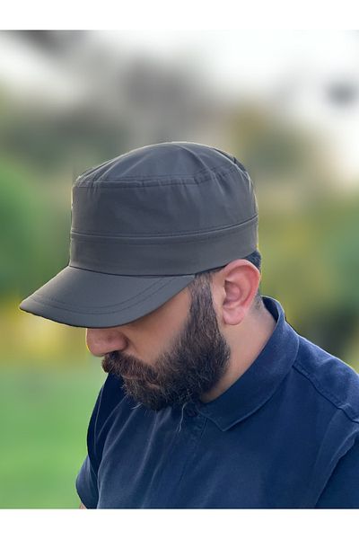 ZERAMİNE Khaki Men Castro Hat Micro Fabric Fidel Castro Cap Hat Waterproof