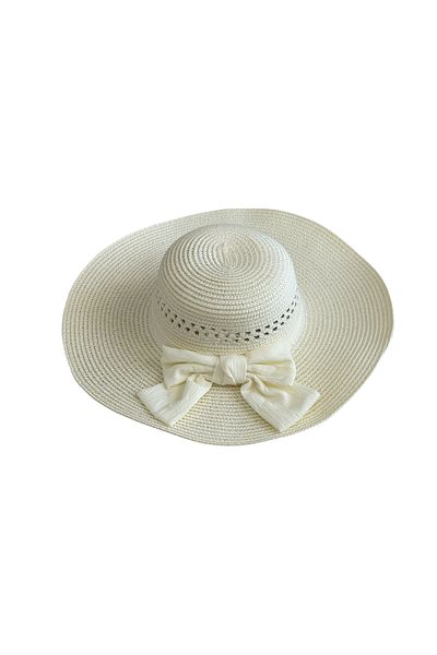MUK's Beauty Tools Women's Straw Hat Beach Hat Uv Protection with Bow Detail
