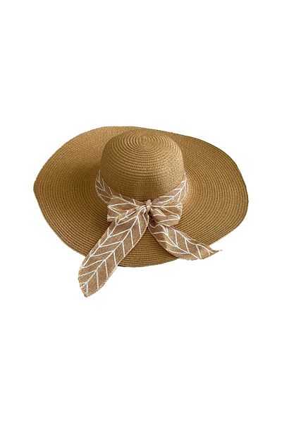 MUK's Beauty Tools Women's Straw Hat Beach Hat with Tulle Bow Detail