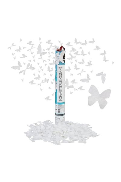 Relaxdays Confetti Cannon Relaxdays, White Butterflies, 40 cm, Effect Height 8 m