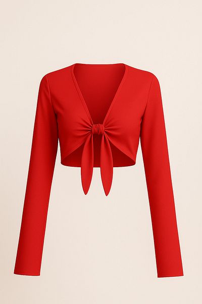 Misue Handmade Premium Quality Tie-Up Blouse, Spanish Sleeve Crop Tie-Up Blouse, Short Crop Flowy Blouse