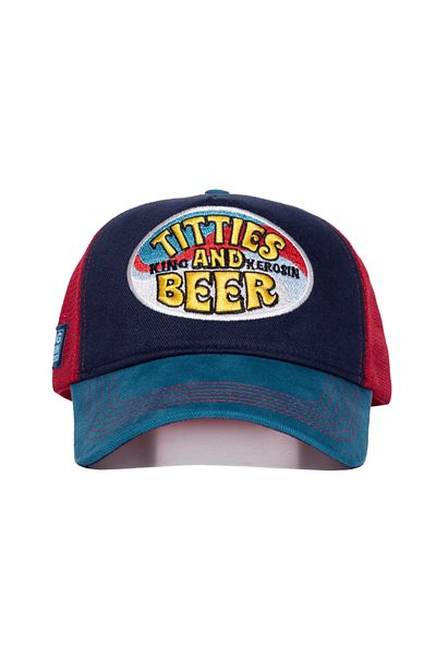 King Kerosin Trucker Hat with Mesh - Titties and Beer Embroidered Summer Hat