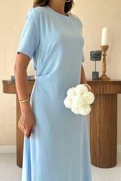 JANES Rochie cu decolteu pliat albastru bebeluș