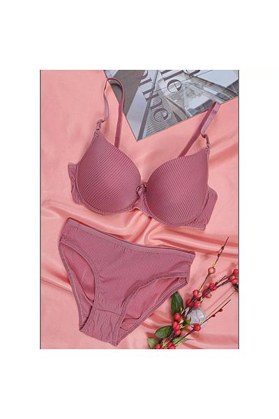 CUBBUX Women's Padded Thick Striped Bra Set