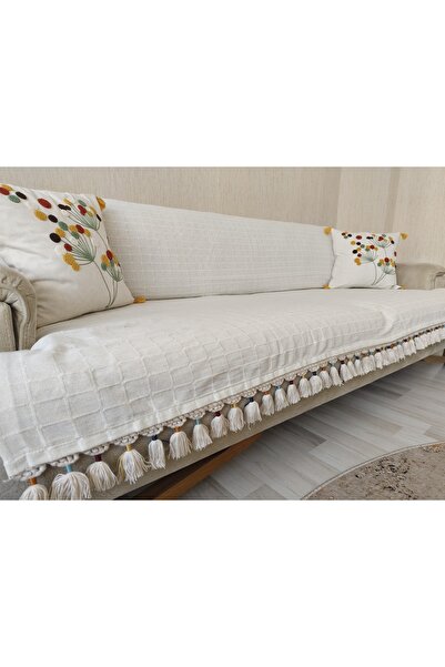 PETEKHOME BULDAN KUMAŞ RENKLİ PÜSKÜLLÜ KOLTUK ÖRTÜSÜ 160X210 EBATINDA 1 ADET ÖRTÜDÜR