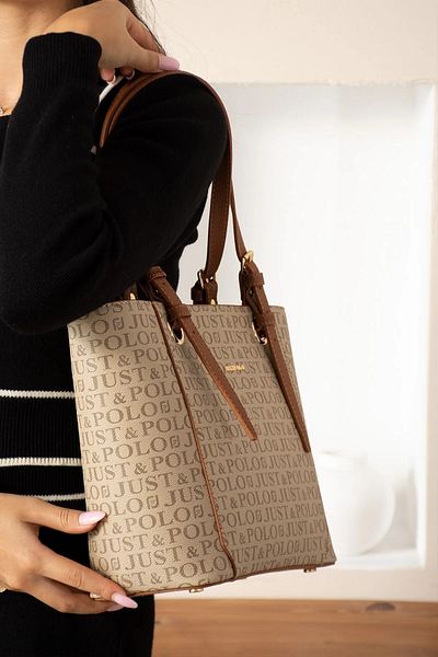 Just Polo Women's Print Patterned Large Size Handbag 342205Mh
