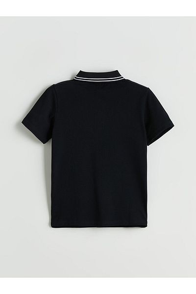 LC Waikiki Black Polo Neck Printed Boy's T-Shirt