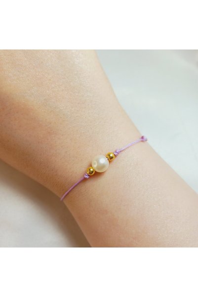Crystal Atelier Women's Lilac Pearl Rope Bracelet-Macrame Bracelet-Pearl Bracelet-Rope Bracelet-Knit Bracelet-Luck Bracelet