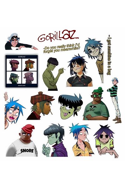 MS Major Selection Gorillaz Laptop Notebook Phone Case Sticker Pack