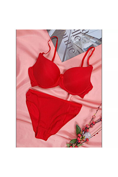 CUBBUX Women's Padded Thick Striped Bra Set