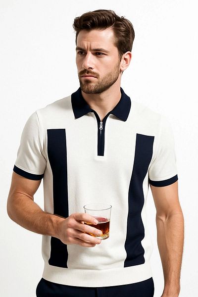 LC Waikiki Lc Waiki Premium Quality Special Design Polo Neck Patterned Men's Stylish and Stylish New Season Knitwear T-Shirt