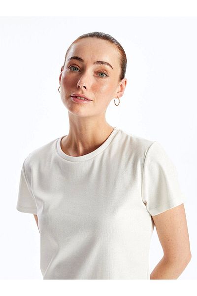 LC Waikiki Lc Waiki Crew Neck Plain Short Sleeve Women's Metallic T-Shirt