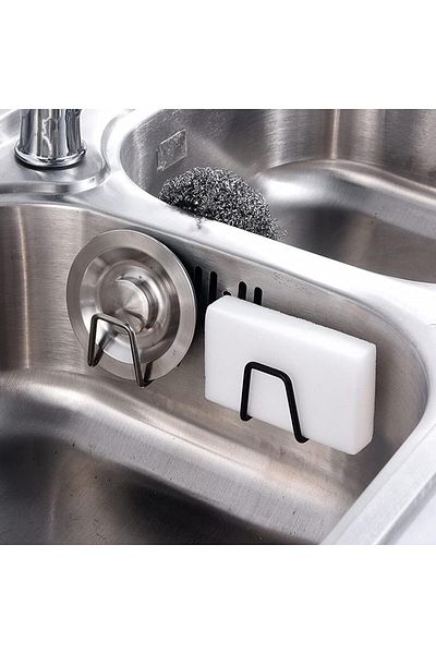 Sea Home Steel Dishwashing Sponge Holder Hanger Dishwashing Sponge Holder Adhesive Stainless 2 Pieces M-Sng1
