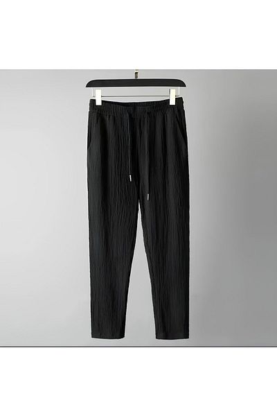 Baxia Men's Wrinkled Crinkle Fabric T-Shirt Pants Set Bottom Top (New Season)
