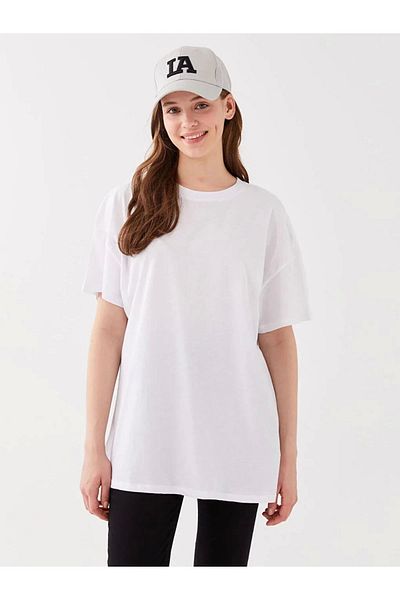 LC Waikiki Lc Waiki Casual Crew Neck Plain Short Sleeve Oversize Women's T-Shirt