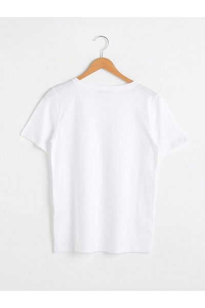 LC Waikiki Lc Waiki Women's White T-Shirt V-Neck Plain Short Sleeve from Your Fashion Style