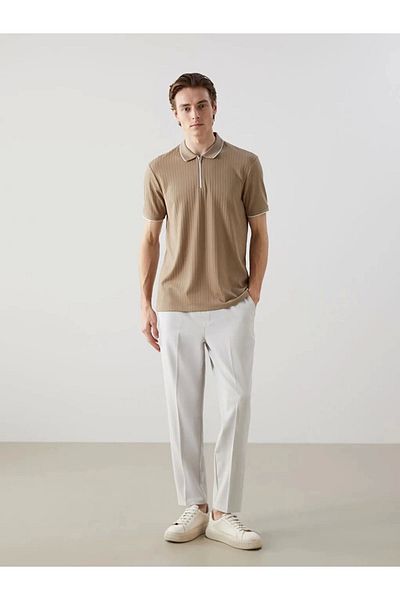 LC Waikiki Lc Waiki Brown Polo Collar Short Sleeve Combed Cotton Men's T-Shirt