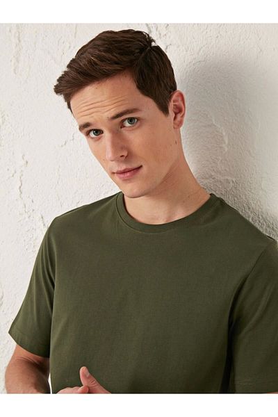 LC Waikiki Lc Waiki Men's Khaki T-Shirt Crew Neck Basic Short Sleeve Cotton Basic from Your Fashion Style