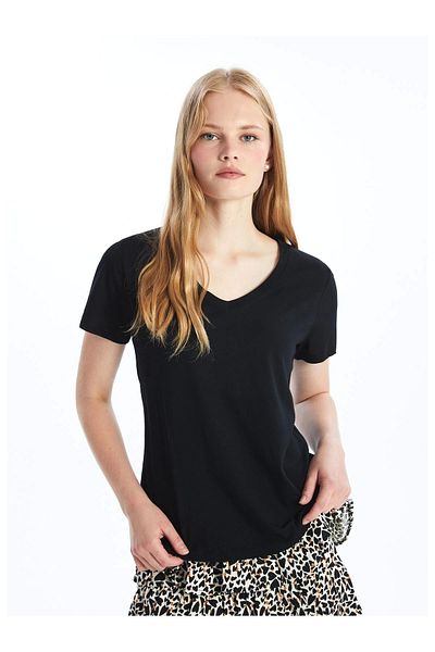 LC Waikiki Lc Waiki V-Neck Plain Short Sleeve Women's T-Shirt