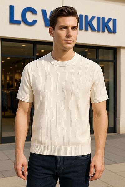 LC Waikiki Lc Waiki 100% Cotton Striped Pattern Luxury Design Summer Short Sleeve Men's Knitwear T-Shirt - T-Shirt
