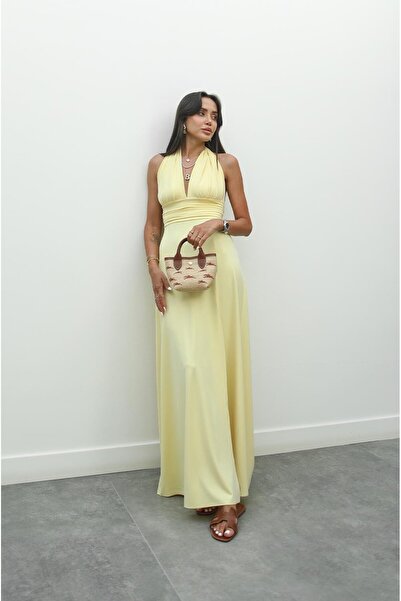 Havoş Yellow Halter Dress