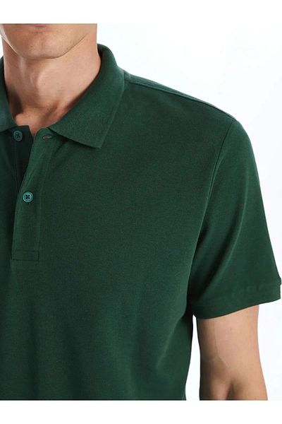 LC Waikiki Lc waiki classic green polo collar short sleeve pique men's t-shirt