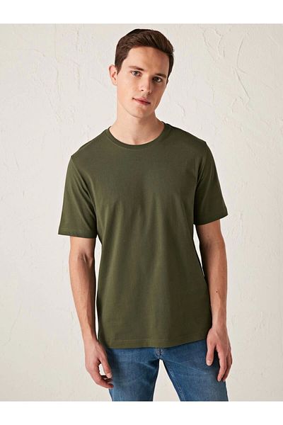 LC Waikiki Lc Waiki Men's Khaki T-Shirt Crew Neck Basic Short Sleeve Cotton Basic from Your Fashion Style