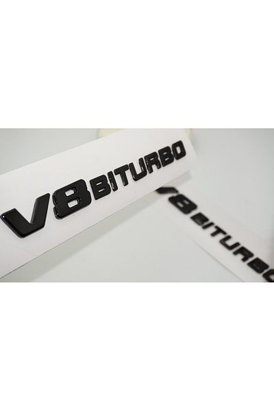 DK Tuning Set de 2 embleme cu logo negru Benz V8 Biturbo