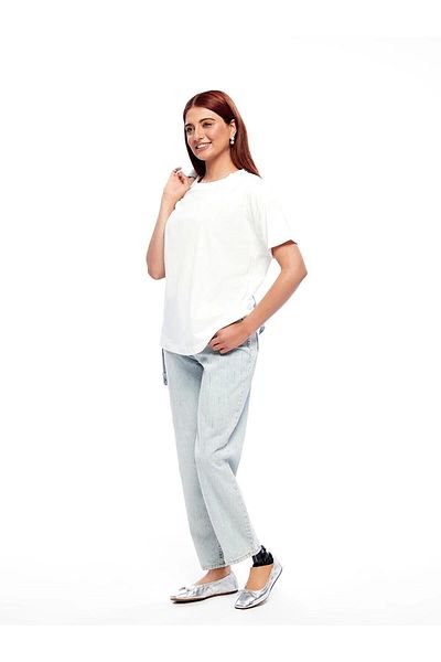 LC Waikiki Lc Waiki Limitless Crew Neck Plain Short Sleeve Oversize Women's T-Shirt