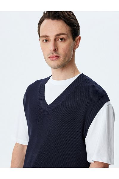 Koton New Season V-Neck Regular Fit Viscose Blended Knitwear Sweater