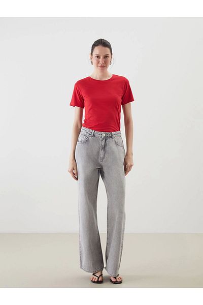 LC Waikiki Lc Waiki Classic Red Crew Neck Women's T-Shirt