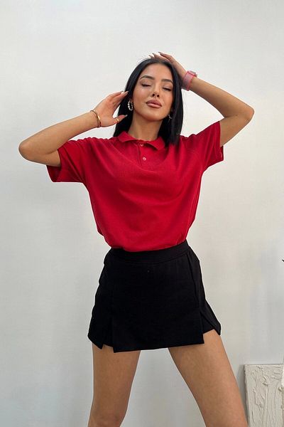 LC Waikiki Lc Waiki 100% Cotton Combed Fabric Preschool Polo Collar Solid Short Sleeve Cotton Women's T-Shirt T-Shirt