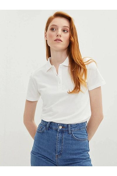 LC Waikiki Lc Waiki Polo Collar Plain Short Sleeve Cotton Women's T-Shirt