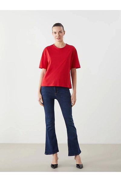 LC Waikiki Lc Waiki Eco Red Crew Neck Oversize Women's T-Shirt