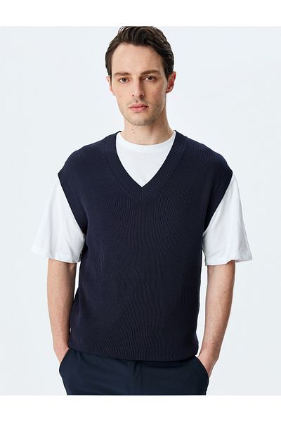 Koton New Season V-Neck Regular Fit Viscose Blended Knitwear Sweater
