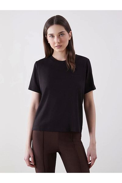 LC Waikiki Lc waiki vision black bicycle collar women's t-shirt