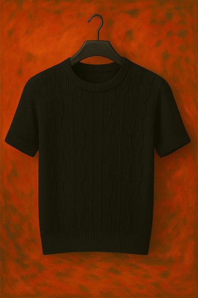 LC Waikiki Lc Waiki Knitwear Cross Vertical Pattern Crew Neck Men's T-Shirt