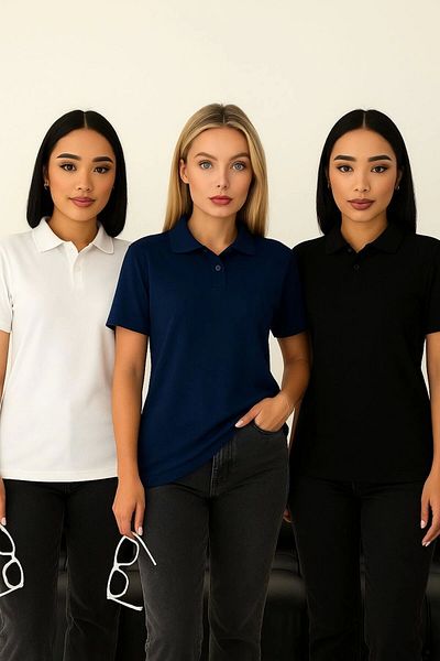 LC Waikiki Lc Waiki 3-Piece Advantage Polo Collar Plain Short Sleeve Cotton Women's T-Shirt - Corporate Custom