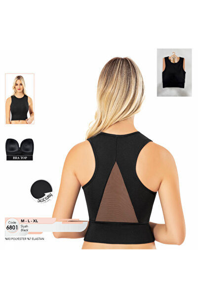 İç Giyim Polyester Dalgıç Kumaş Pedli Crop Atlet