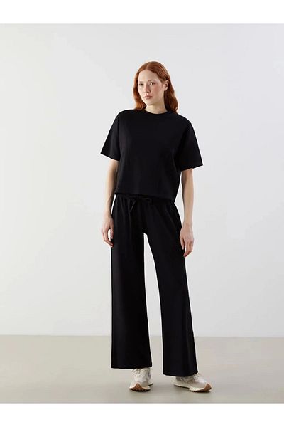 LC Waikiki Lc Waiki Natuvera Black Crew Neck Women's Crop
