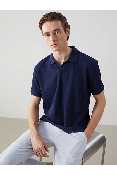 LC Waikiki Lc Waiki Vision Navy Blue Polo Collar Short Sleeve Men's T-Shirt S5Br84Z8Nvy25