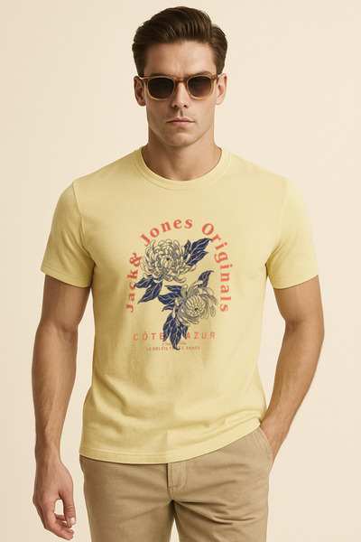 Jack & Jones Men's Logo Printed T-Shirt Yellow