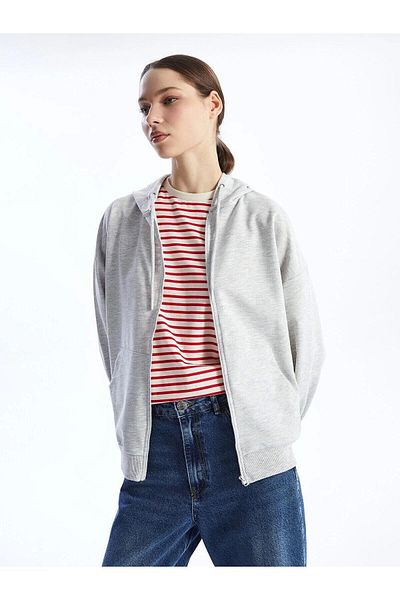 LC Waikiki Lc Waiki Modest Hooded Plain Long Sleeve Oversize Women's Zip Sweatshirt Sweatshirt