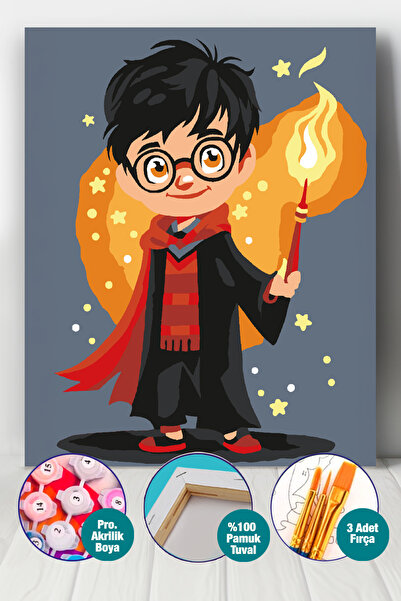 Picasso World Hobby Art Çocuk Sayılarla Boyama Numaralı Tuval Seti Fırça Boya...