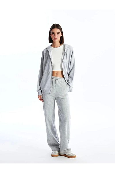 LC Waikiki Lc Waiki Vision Gray Melange Hooded Oversize Women's Zippered Sweatshirt