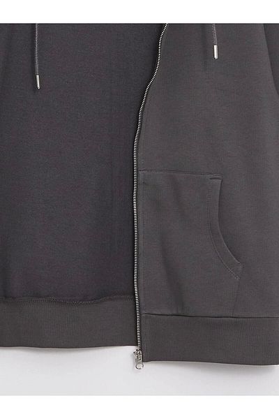 LC Waikiki Lc Waiki Xside Hooded Plain Long Sleeve Oversize Women's Zip Sweatshirt
