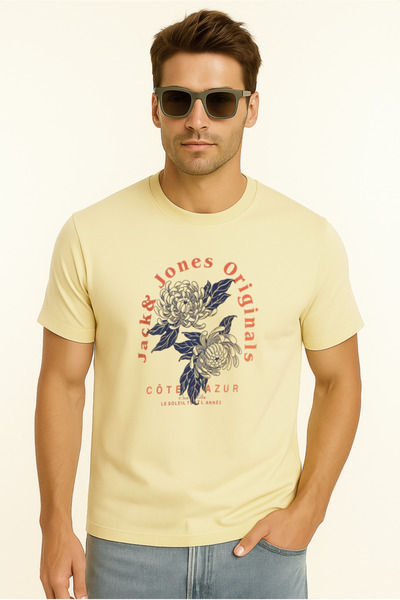 Jack & Jones Men's Logo Printed T-Shirt Yellow
