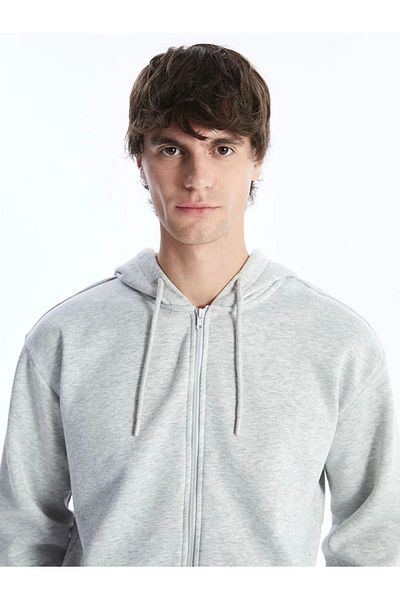 LC Waikiki Lc Waiki Casual Matte Green Hooded Long Sleeve Men's Zip Sweatshirt