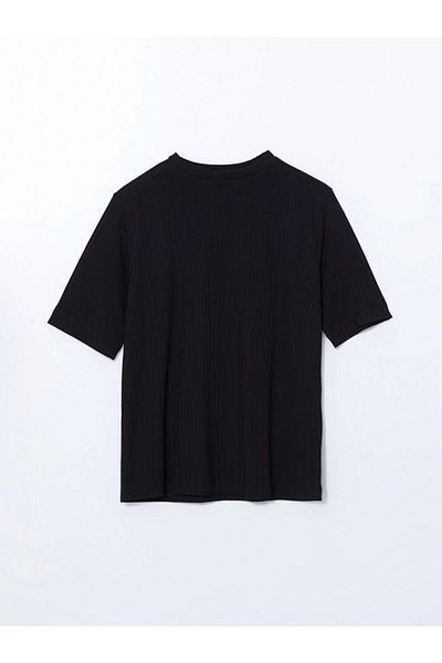 LC Waikiki Lc Waiki Modest Black Crew Neck Oversize Women's T-Shirt